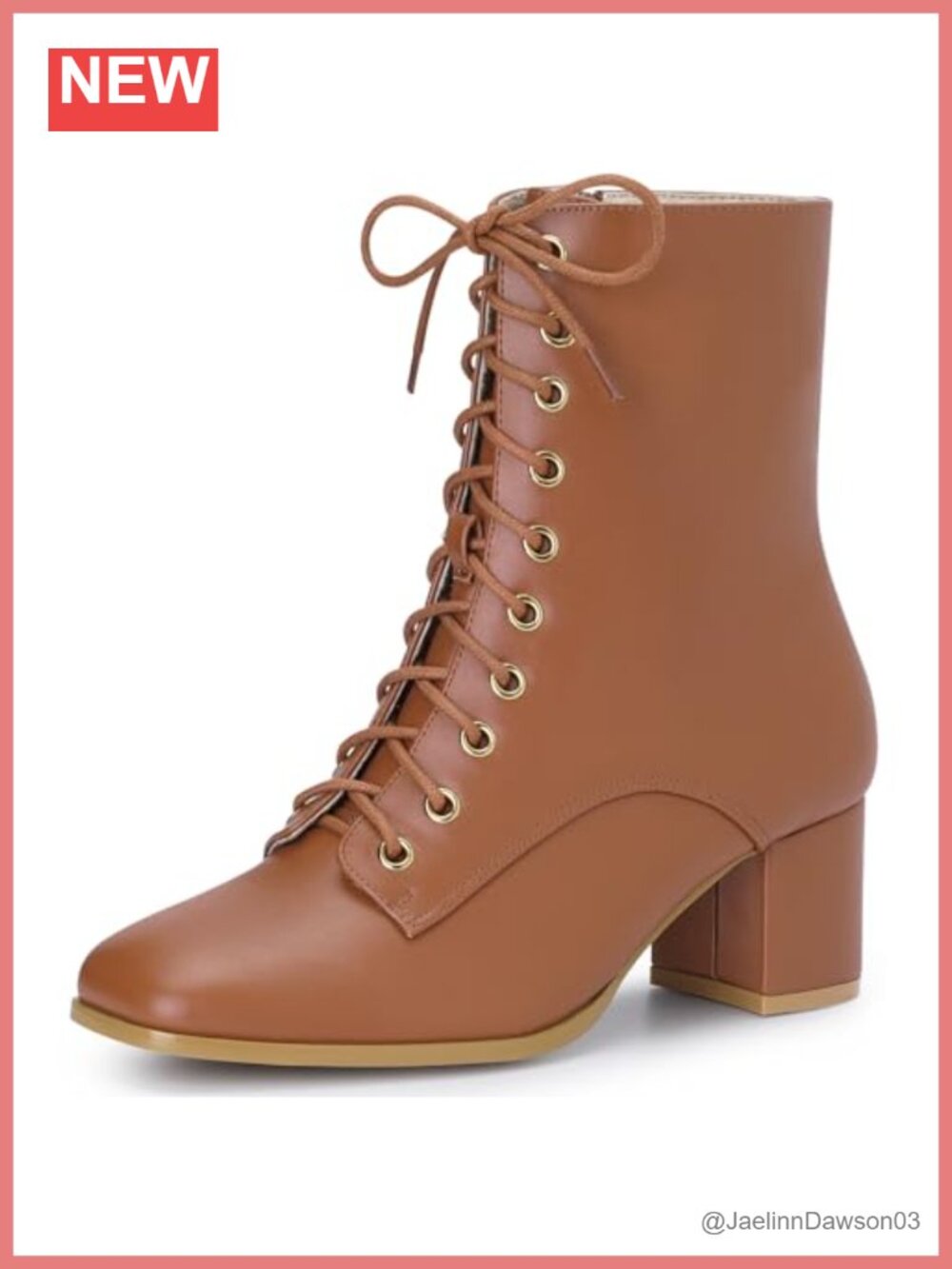 Allegra K Square Toe Chunky Heels Lace Up Combat Ankle Boots Faux Leather